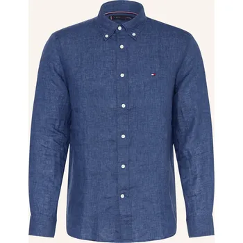 Pánská košile Tommy Hilfiger Pánská Lněná Košile Regular Fit, tmavě modrá, 40