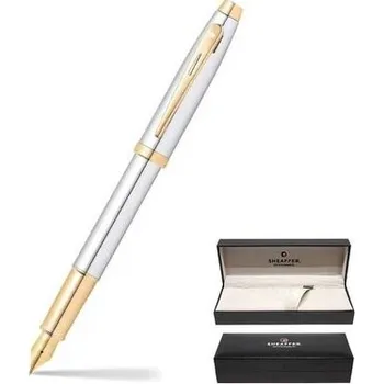 Pióro wieczne 100, błyszczący chrom, elementy złote, M