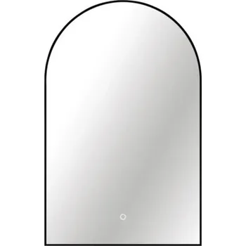 Zrcadlo LED zrcadlo do koupelny s osvětlením Portal 80 x 50 cm v černém rámu s vypínačem a podložkou proti zamlžení