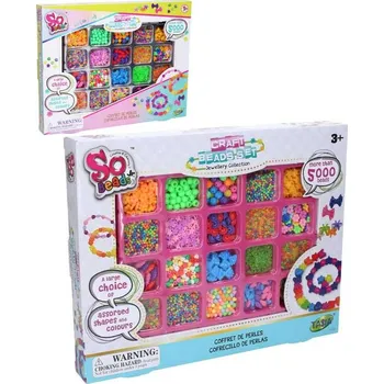 Dětské navlékací korálky SO BEADS Korálky barevné navlékací s provázky set výroba náramků 2 druhy