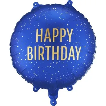 Fóliový balonek Happy Birthday – modrý, 35 × 35 cm