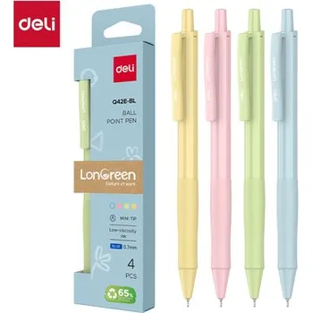 Długopis kulkowy LonGreen EQ42E-BL niebieski wkład op. 4szt., Deli