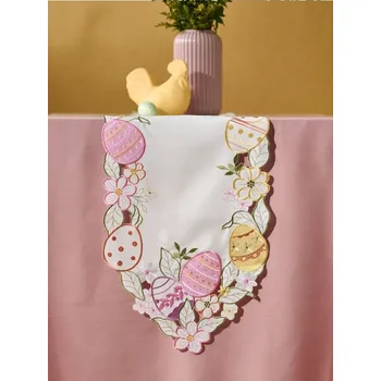 ubrus Sinsay - Velikonoční běhoun na stůl s vyšívanými vajíčky a květinovým motivem - bílá - 939IK-00X - 939IK-00X-ONE