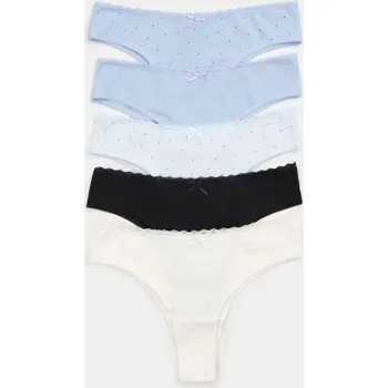 Oblečení a móda Sinsay - Bavlněné brazilky s krajkou 5 kusy - vícebarevná - 609GV-MLC - 609GV-MLC-XXL