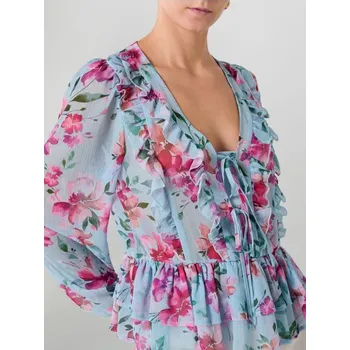 Dámská halenka Sinsay - Poloprůhledná halenka s květinovým vzorem - vícebarevná - 084GY-MLC - 084GY-MLC-L