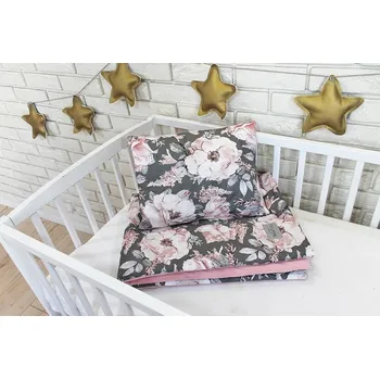 Dětsný nábytek Baby Nellys 2-dílná sada do postýlky Velvet růžový, divoké růže