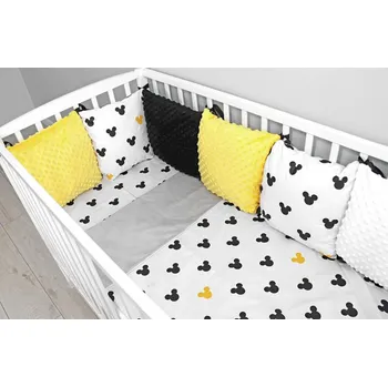 Povlečení Baby Nellys Polštářkový mantinel minky s povlečením - Mickey, žlutá, B19 | Velikost povlečení: 120x90