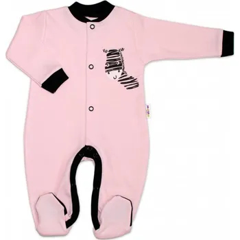 Baby Nellys Bavlněný overálek Zebra - růžový | Velikost koj. oblečení: 50 (0-1m)