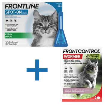 Antiparazitikum pro kočku Frontline spot-on pro kočky 0,5 ml 3 pipety + Frontcontrol Wormer 230/20mg (4 kg) pro kočky 2 tablety