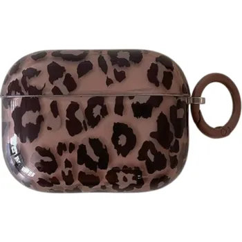 Příslušenství pro sluchátka Prestižní průhledné silikonové pouzdro s leopardím vzorem pro AirPods Pro 2, měkké ochranné pouzdro a klíčenka