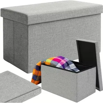 Nábytek Látkový skládací úložný taburet 60 × 30 × 30 cm – šedý