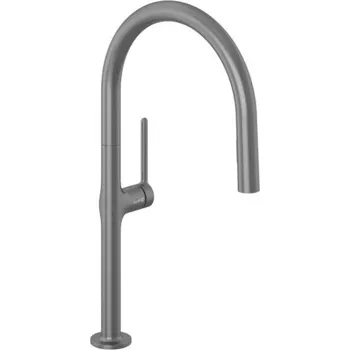 Vodovodní baterie KLUDI - Reef Dřezová baterie s výsuvnou sprškou, broušený Gunmetal 50851N275