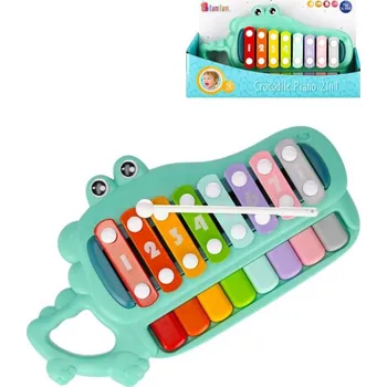 Hudební nástroj pro děti Bam Bam Baby piano / xylofon 2v1 krokodýl 8 kláves (hudební nástroje)