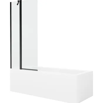 Vanová zástěna MEXEN/S - Cubik obdélníková vana 160 x 70 cm s panelem + vanová zástěna 80, transparent, černá 550316070X9408117000