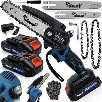 Pila Ondragon Mini řetězová pila 6″ 2x 5,0 Ah + 2x lišta + 2x řetěz