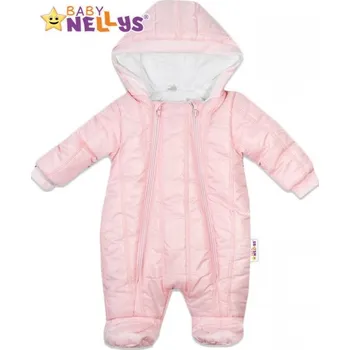 Baby Nellys Kombinézka s kapuci Lux Baby Nellys ®prošívaná - sv. růžová | Velikost koj. oblečení: 56 (1-2m)