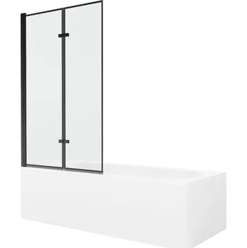 Vanová zástěna MEXEN/S - Vega obdélníková vana 170 x 70 cm s panelem + vanová zástěna 100, černá vzor 550117070X9210027070