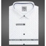 Pánská košile AMJ bavlněná, bílá, modré puntíky, VKBR1451, krátký rukáv, regular fit, vel. 44