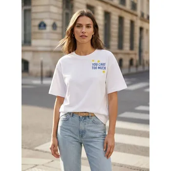 Dámské tričko Sinsay - Bavlněné tričko s nápisem "You care too much" - bílá - 133HA-00X - 133HA-00X-XXL