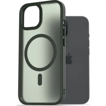 Pouzdro na mobilní telefon AlzaGuard Matte Case Compatible with Magsafe pro iPhone 15 tmavě zelený