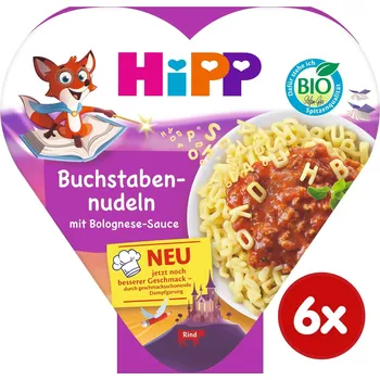 Dětská výživa HiPP BIO Písmenkové těstoviny s boloňskou omáčkou, 6× 250 g