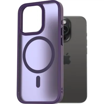 Pouzdro na mobilní telefon AlzaGuard Matte Case Compatible with Magsafe pro iPhone 15 Pro tmavě fialový