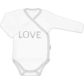Kojenecký body Baby Nellys Body dlouhý rukáv Love - zapínání bokem, bílé | Velikost koj. oblečení: 62 (2-3m)