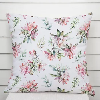 Povlak na polštářek Dekorační povlak na polštář TF-134 Akvarelové květy rododendronu na bílém 40 x 60 cm