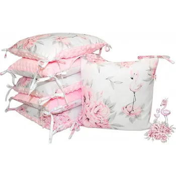 mantinel do postýlky Baby Nellys Polštářkový mantinel Baby Nellys, Plameňák, minky - růžová