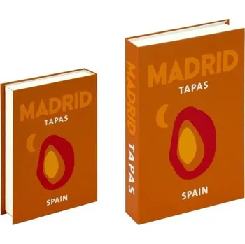 Falešná kniha s úložným prostorem, dekorativní, otevíratelná, Madrid tapas, úložný prostor v designu knihy, moderní dekorace