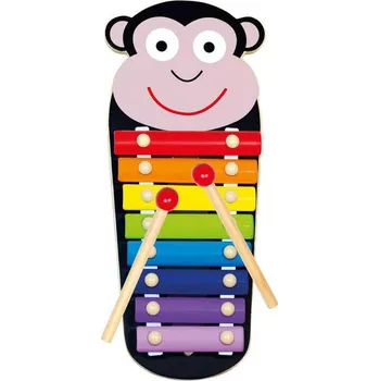 Hudební nástroj pro děti Bino Baby xylofon Opička 8 kláves 33cm duhový kov (hudební nástroje)