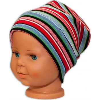 Kojenecké oblečení Baby Nellys Bavlněná čepička Baby Nellys ® - Veselé pruhy červené | Velikost koj. oblečení: 42/54 čepička obvod