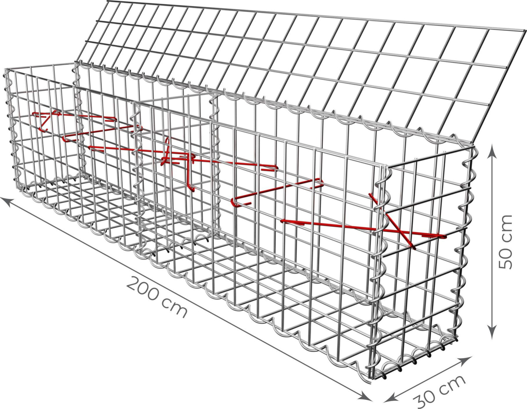 TOPSTONE Gabionový koš bez víka 200 x 30 x 50 cm - oko sítě 10x10 cm