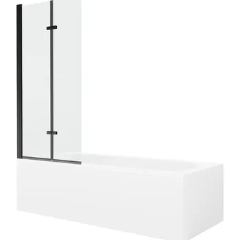 Vanová zástěna MEXEN/S - Vega obdélníková vana 160 x 70 cm s panelem + vanová zástěna 80, transparent, černá 550116070X9208027000