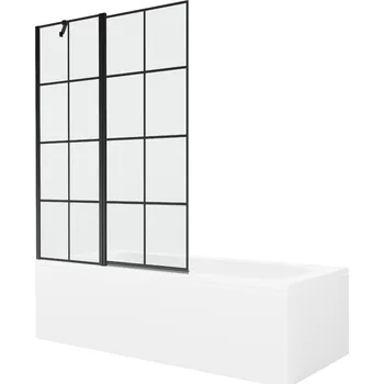 Vanová zástěna MEXEN/S - Vega obdélníková vana 160 x 70 cm s panelem + vanová zástěna 120, černá vzor 550116070X9412117077