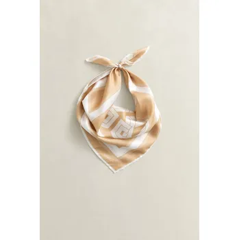 Šátek ŠÁTEK GANT MONOGRAM PRINT SILK SCARF WARM BEIGE