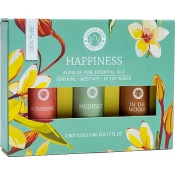 Vonný olej Song of India Sada 3 lahviček směsí esenciálních olejů pro aromaterapii Happiness 3 x 5 ml