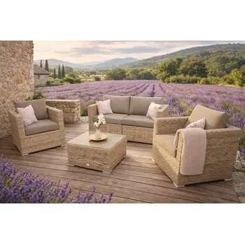 Zahradní sestava DEOKORK Ratanová variabilní sestava MALIBU pro 4 osob (cappuccino)