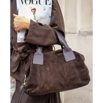 Kožená kufříková kabelka Marco Mazzini s288 tmavě hnědá