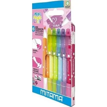 Zvýrazňovače sada "Magic Colors", dvojitý hrot, vymazatelné, 6ks, MITAMA 62573