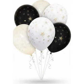 Balónek Latexové balonky s potiskem zlaté hvězdy mix barev 30 cm/12", 6 ks