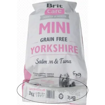Krmivo pro psa Poškozený Brit Care Mini 6kg Yorkshire grain free Salmon+Tuna dog
