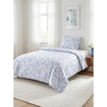 Povlečení Sinsay - Saténové ložní prádlo se vzorem paisley - modrá - 611JU-55X - 611JU-55X-ONE