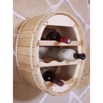 Stojan na víno Dandi Dandi Přírodní Dřevěný nástěnný sud na víno na 6 lahví