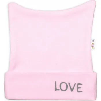 Baby Nellys Novorozenecká čepička Baby Nellys, Love - růžová | Velikost koj. oblečení: 56 (1-2m)
