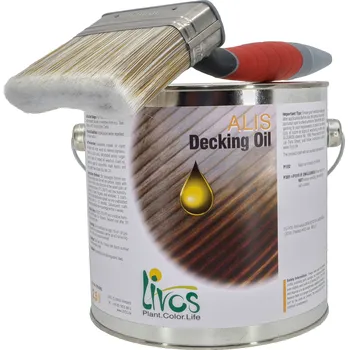 Olej na dřevo LIVOS ALIS 579-794 venkovní olej Šedá akácie 2,5 L + zdarma dárek v hodnotě 389 Kč - Anza Elite outdoor štětec úhlový 100 mm