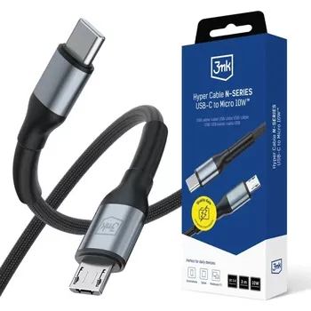 Autolékárnička 3mk Kabel 3m 10W 5V/2A QC 3.0 Hyper Cable N-SERIES USB-C to Micro 10W™ Black