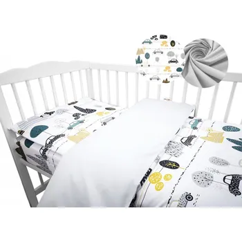 Povlečení Baby Nellys 2-dílné bavlněné povlečení Baby Nellys -Auta v aleji, šedá | Velikost povlečení: 135x100