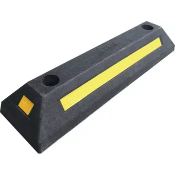 Černo-žlutý gumový parkovací doraz FLOMA WS11 - délka 56 cm, šířka 16 cm, výška 10 cm - 62621422