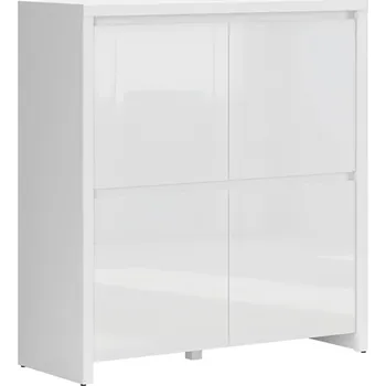 Komoda Komoda Larios - Black Red White - BRW Bílá / Bílý Lesk 105x112 cm